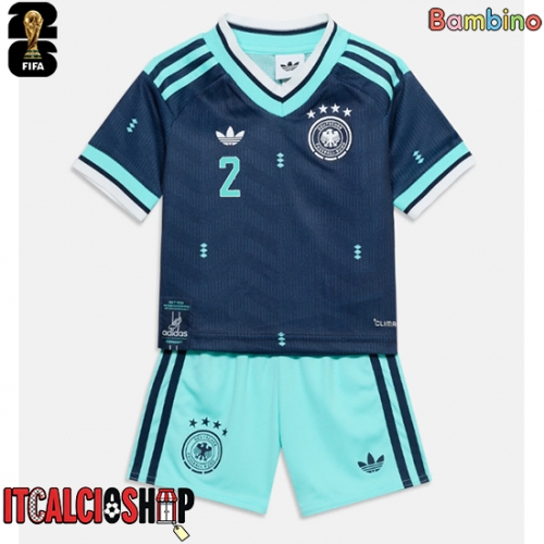 Germania Antonio Rudiger #2 Seconda Maglia Bambino Mondiali 2026 Manica Corta (+ Pantaloni corti)